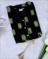 Black Rayon Block Print Kurti
